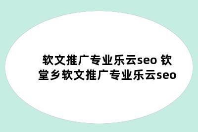 软文推广专业乐云seo 钦堂乡软文推广专业乐云seo